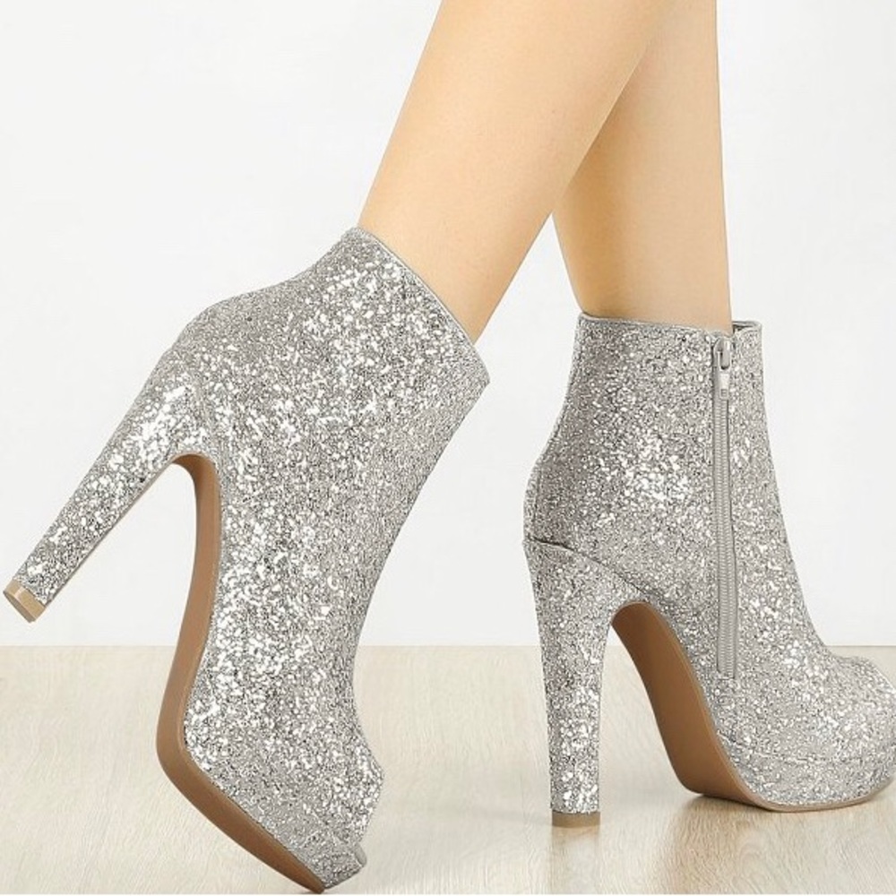 Glitter Open Toe Boots